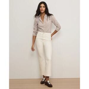 NWT Veronica Beard Carson High-Rise Ankle Flare Jeans Size 31 Ecru #1C602